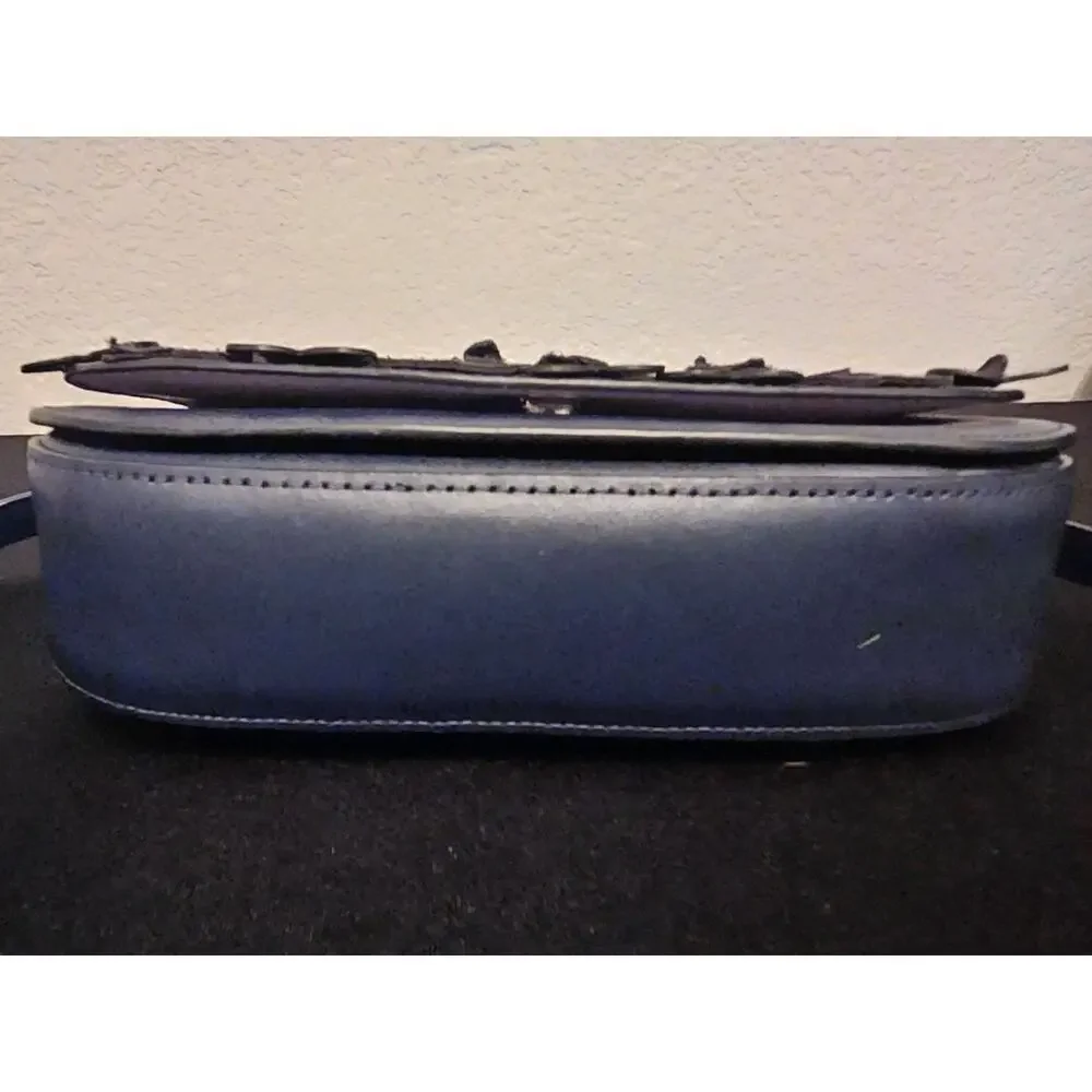 Kate Spade Owl Zibbi Blue Leather Crossbody Bag 9x6.5x2